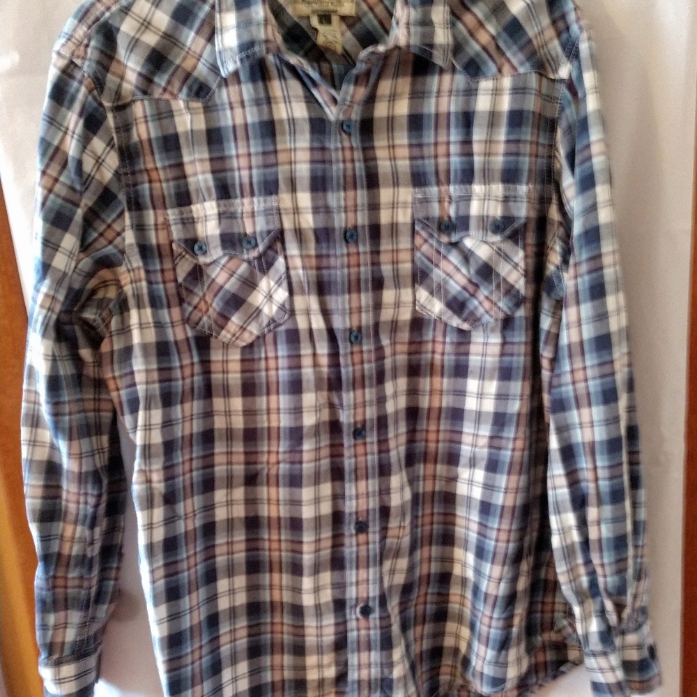 Men's American Rag Cie Shirt, Sz Lg, Blue Plaid